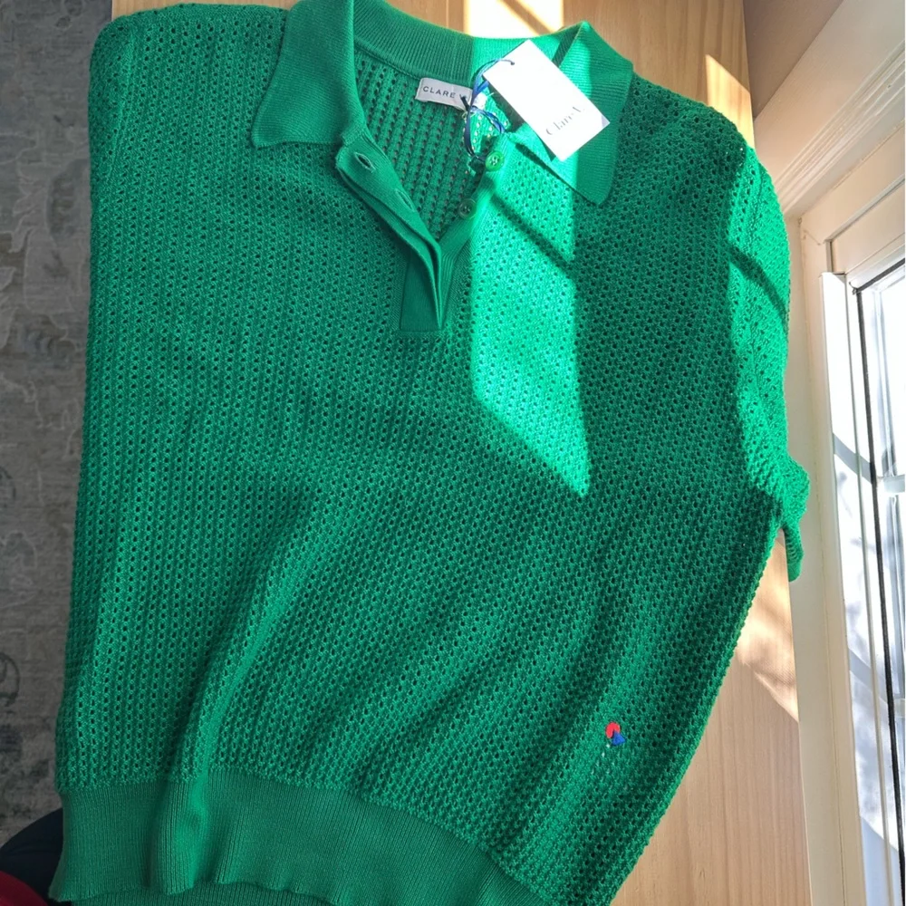 NWT Clare V. Augustine Green Knit Polo XL - Picture 3 of 6